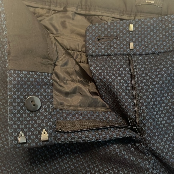 NWT Express Editor Low Rise Ankle Blue & Black Pattern Pant Size 6S - Picture 6 of 11